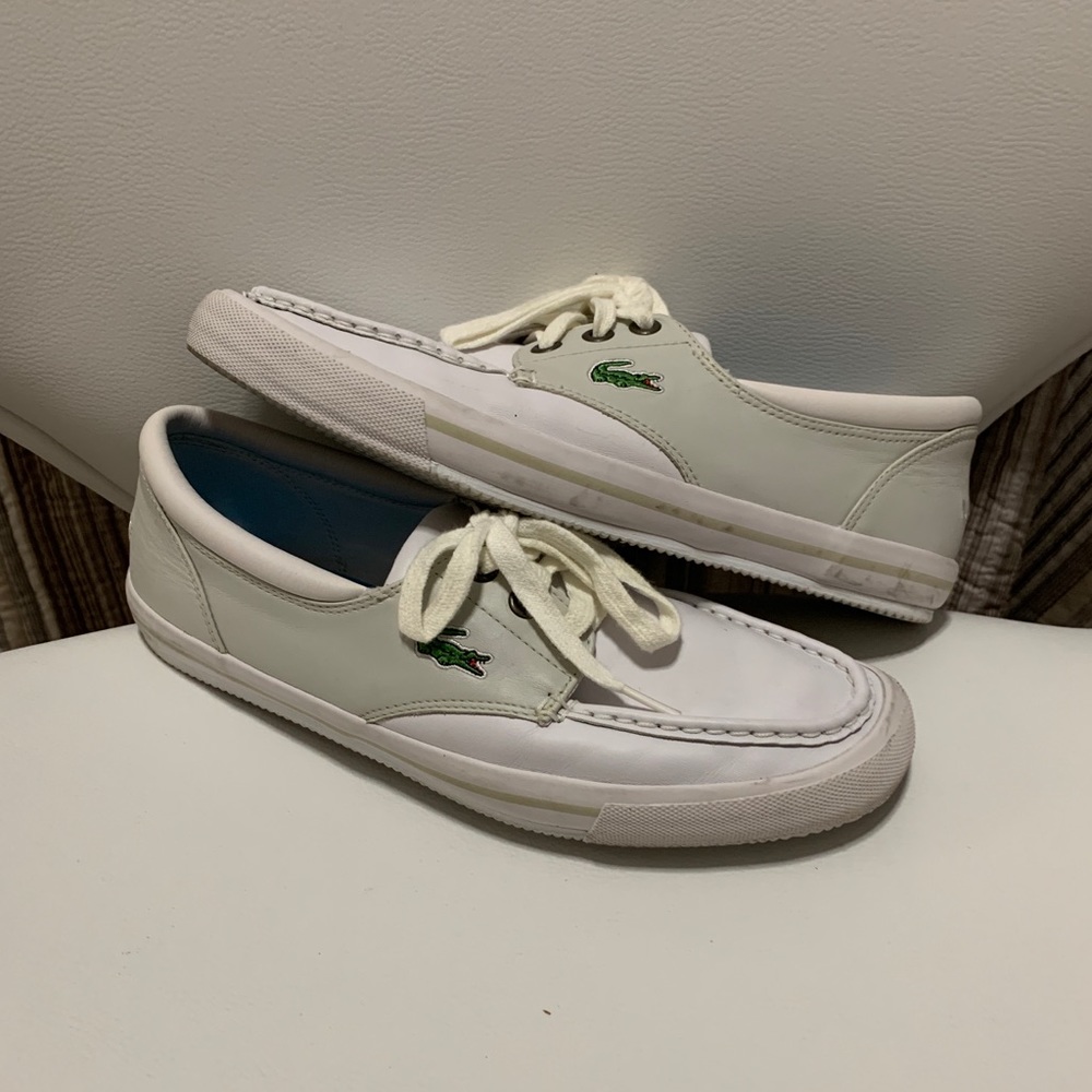 Lacoste white boat shoes